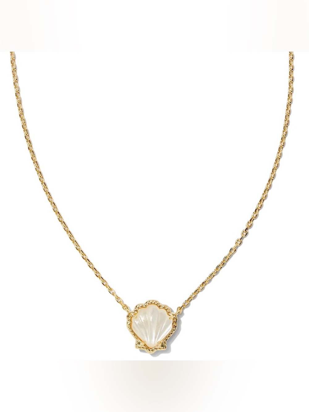 Kendra Scott Brynne Gold Shell Short Pendant Necklace in Ivory Mother-of-Pearl